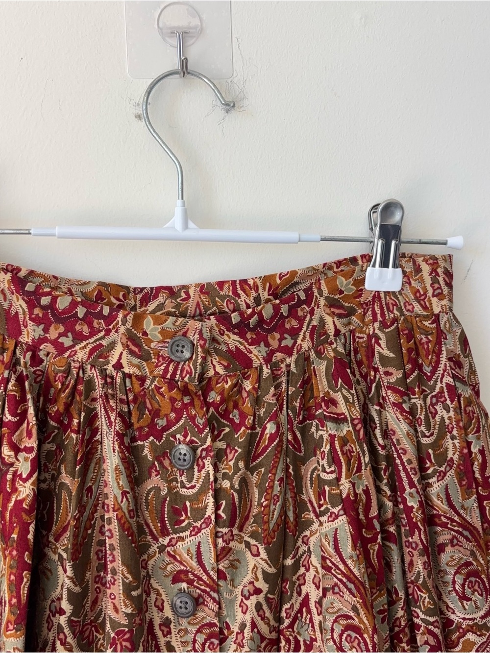 Vintage Ralph Lauren Skirt Sz 10 Cotton Linen Red Ornate Tapestry 80s Blue Label - Picture 7 of 14